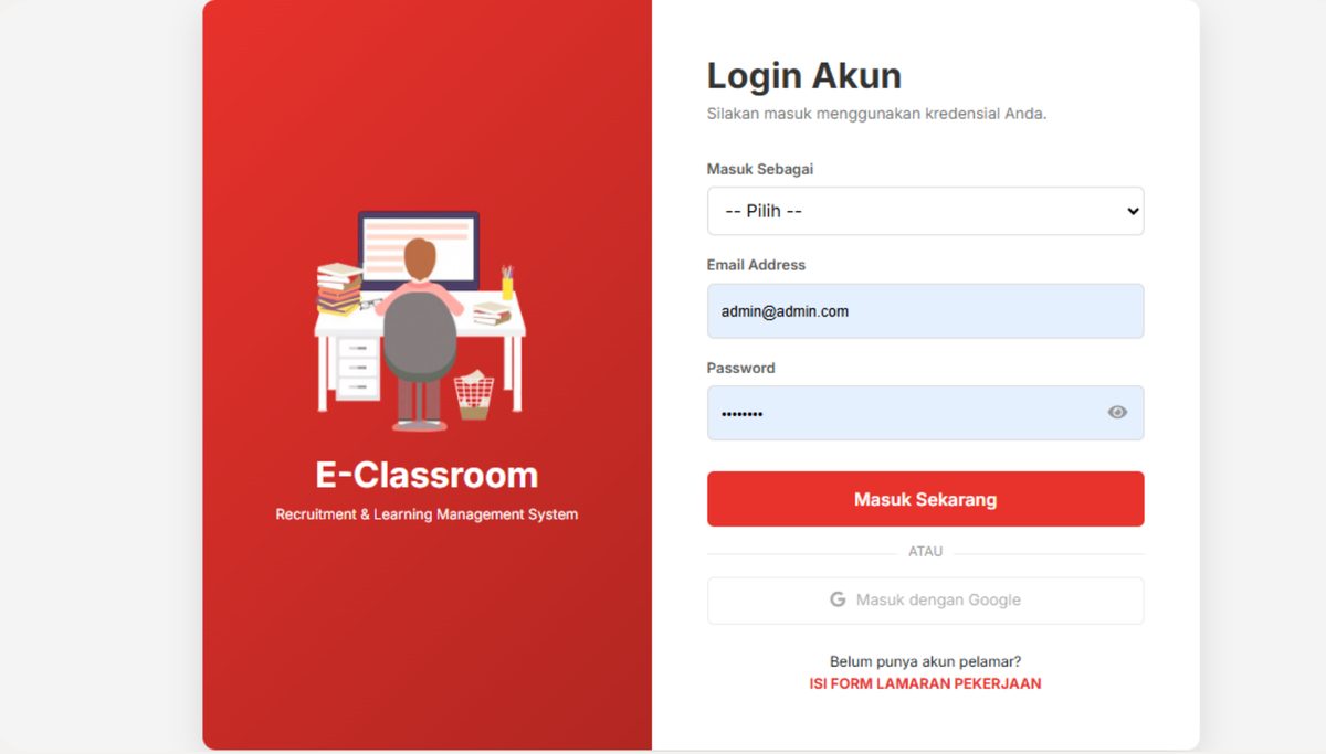 E-Classroom Recruitment and Learning Management System login